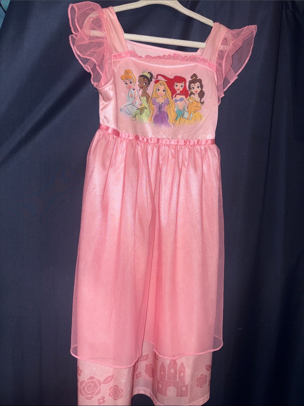 Disney Pink Princess Graphic Nightgown with Sheer Flutter Sleeves